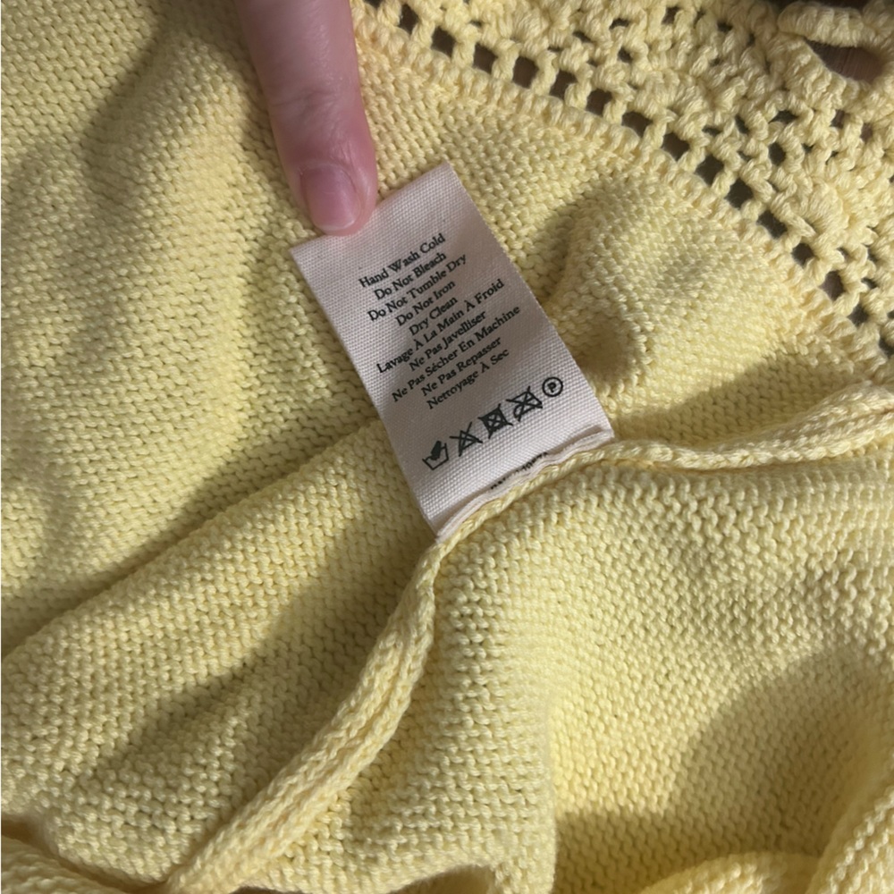 Buttercup Yellow Knit Crochet Trim Women’s Dress - Picture 6 of 6
